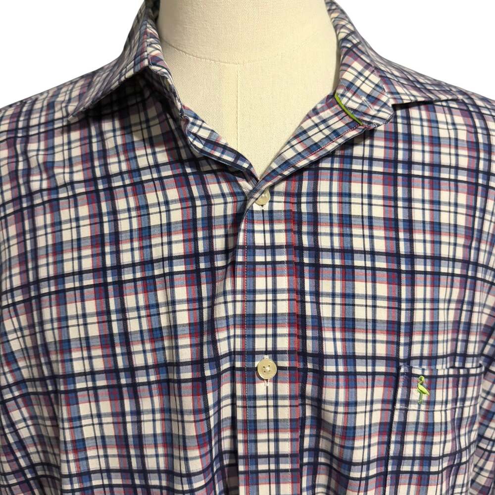 Tailorbyrd Men's Blue Red White Plaid Button Down Sz 2XLT USA Classic Preppy